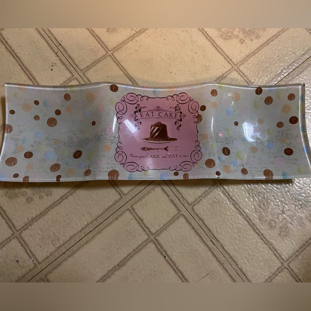 Eat Cake Pink and Gold Decorative serving Tray